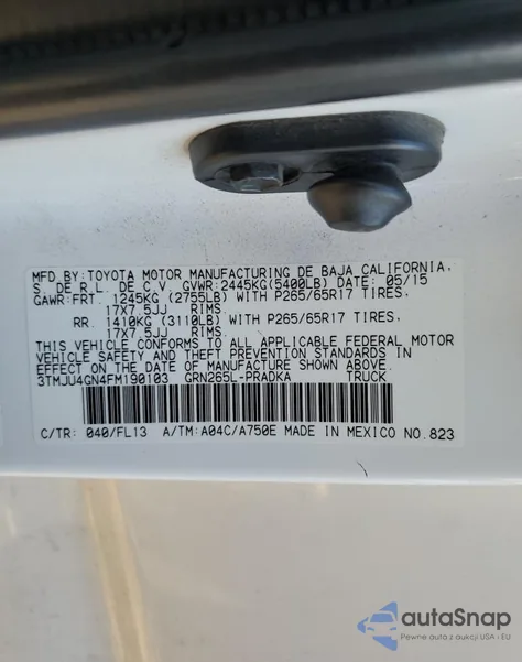 2015 Toyota Tacoma Double Cab Prerunner из США, поврежденный, VIN 3TMJU4GN4FM190103